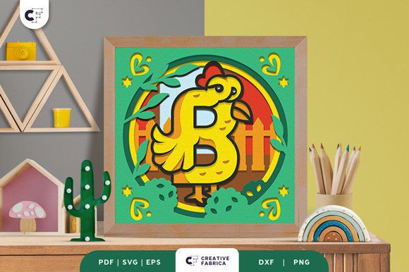 Alphabet Animal Letter B 3D Shadow Box – A Playful 3D SVG for Birthday-Themed Design Projects