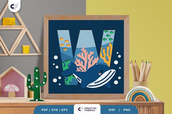 Alphabet Animal Letter W 3D Shadow Box: A 3D SVG for Birthdays That Elevates Brand Visuals