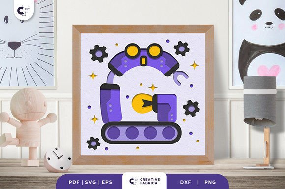 Alphabet Robot Letter G 3D Shadow Box – A 3D SVG for Birthday-Themed Digital Products