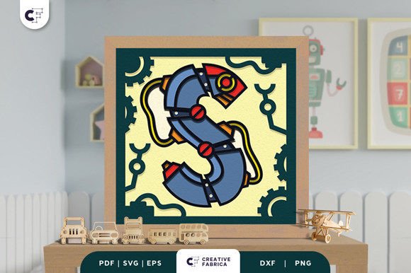Alphabet Robot Letter S 3D Shadow Box: A 3D SVG for Birthday-Themed Branding