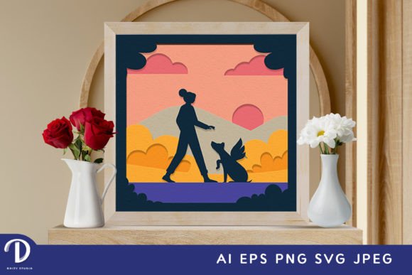 Angel Dog Remembrance 3D SVG for Shadow Boxes