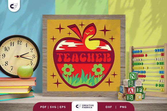 Apple Teacher Gift 3D Paper Cut SVG: A School-Themed Design for Real Business Branding
