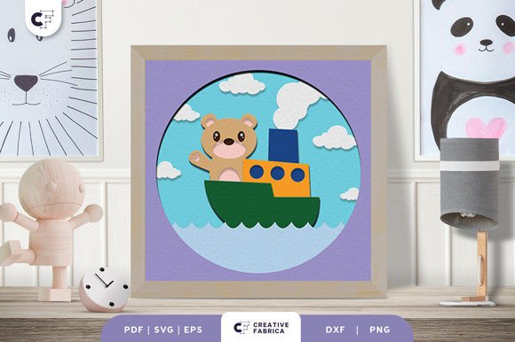 Bear on the Boat 3D SVG: Fantasy And Fairy Tales Asset