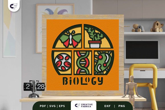 Biology School Subject 3D Shadow Box: A 3D SVG School Design for Creative Projects