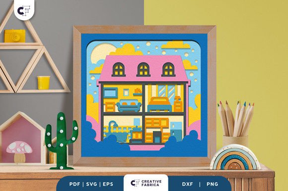 Cute Doll House 3D Layered Paper Cut SVG for Fantasy-Themed Design Projects