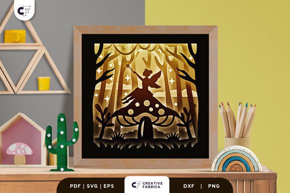 Fairy on the Big Mushroom 3D Shadow Box – A Fantasy 3D SVG for Whimsical Branding
