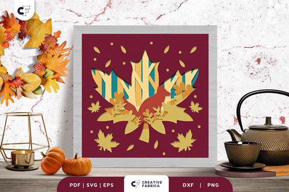 Fall 3D SVG Magic with Maple Leaves Forest Shadow Box