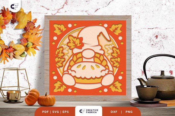 Fall Gnome with Basket 3D Paper Cut SVG Review for Embroidery Designers