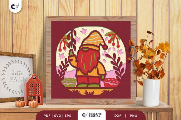 Fall Gnome with Foods 3D Shadow Box