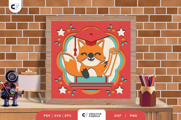 Fox Graduation Party 3D SVG for School Celebrations