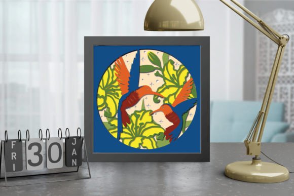 Hummingbird Shadow Box SVG Template: A 3D SVG Design for Elegant Branding