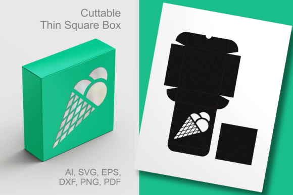 Ice Cream N Waffle Cone Square Box SVG: A 3D SVG for Gift Boxes with Visual Appeal