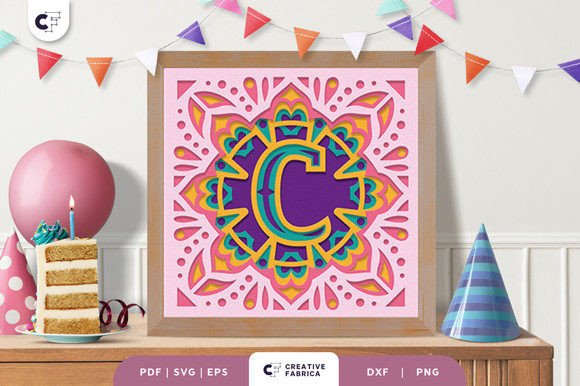 Letter C Alphabet 3D Papercut Shadow Box: A 3D SVG for Birthday-Themed Design Projects