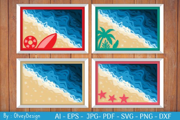 Ocean Shadow Box 3D SVG for Summer Branding Projects