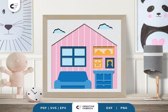 Paper Dollhouse 3D Shadow Box SVG: Fantasy Meets Branding in a Whimsical 3D SVG