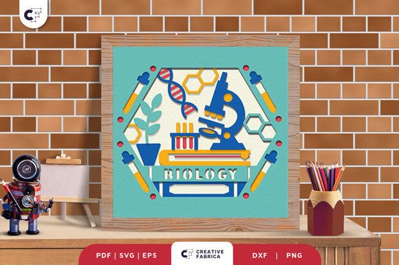 Stack of Biology Books 3D SVG for School Branding and Content Design