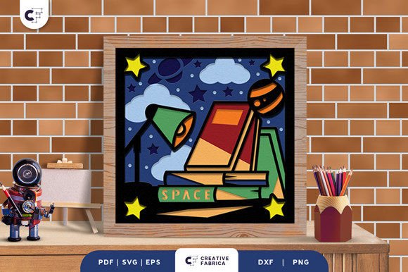 Stack of Space Books 3D Shadow Box SVG Review