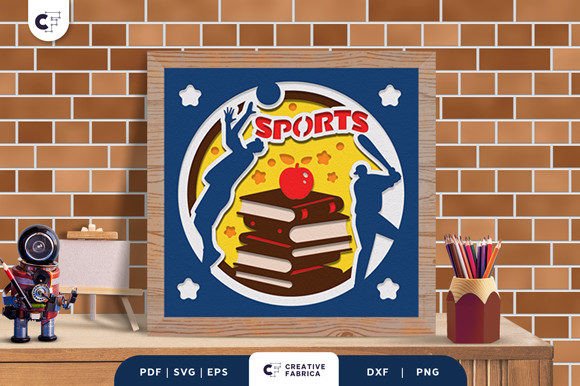 Stack of Sports Books 3D SVG for School Branding & Marketing
