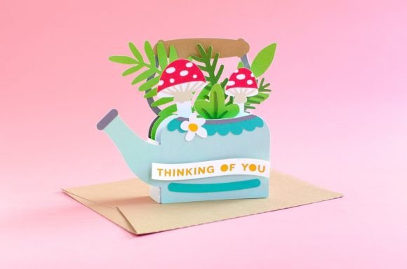 Tea Pot with Mushrooms Pop Up Box Card 3D SVG