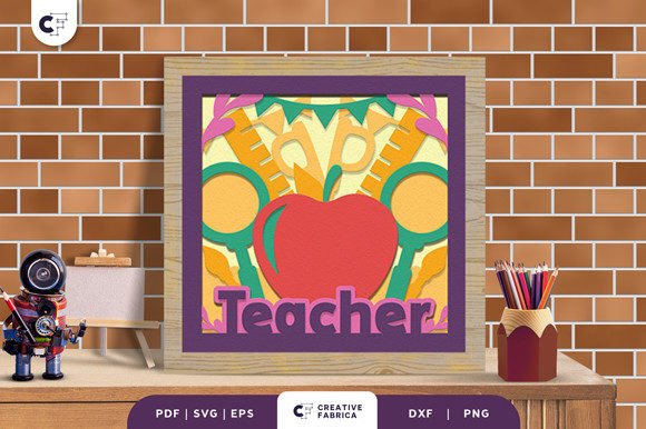 Teacher Apple Shape 3D SVG for School Crafts & Handmade Business