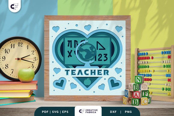 Teacher Heart Shape 3D SVG for School-Themed Branding