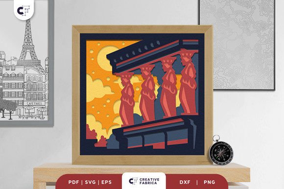 The Caryatids Shadow Box 3D SVG for Countries Content