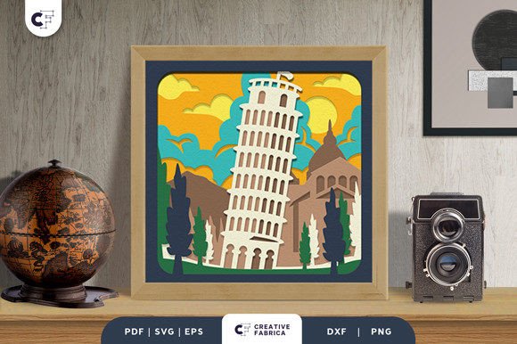 The Leaning Tower of Pisa 3D SVG for Countries Branding