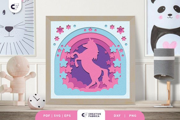 Unicorn Rainbow Shadow Box Paper Cut Review